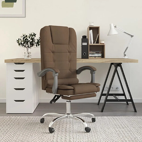 vidaXL Fauteuil de massage inclinable de bureau Marron Tissu