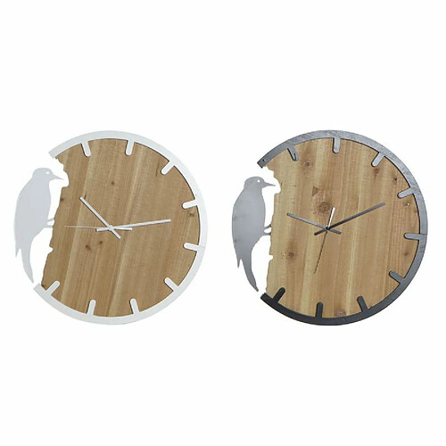 DKD Home Decor Horloge Murale Oiseau Noir Blanc