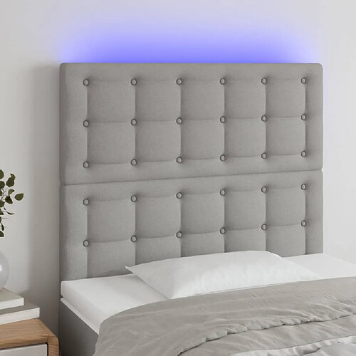 vidaXL Tête de lit à LED Gris clair 100x5x118/128 cm Tissu