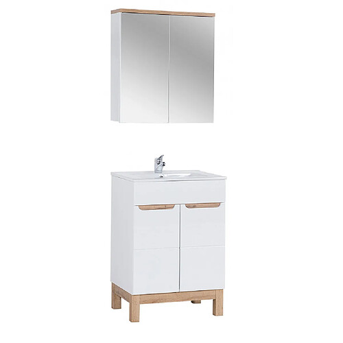 Ac-Deco Ensemble meuble vasque + cabinet-miroir - Blanc - 60 cm - Bali