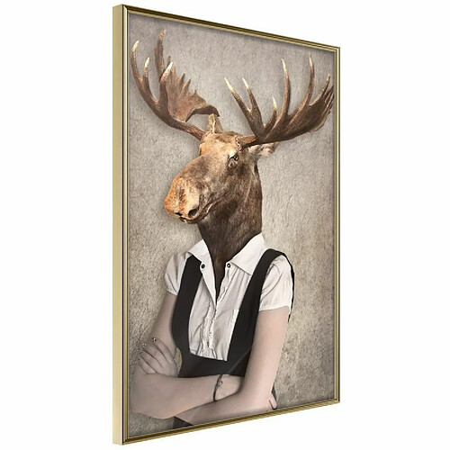 Paris Prix Affiche Murale Encadrée Animal Alter Ego Moose 20 x 30 cm Or