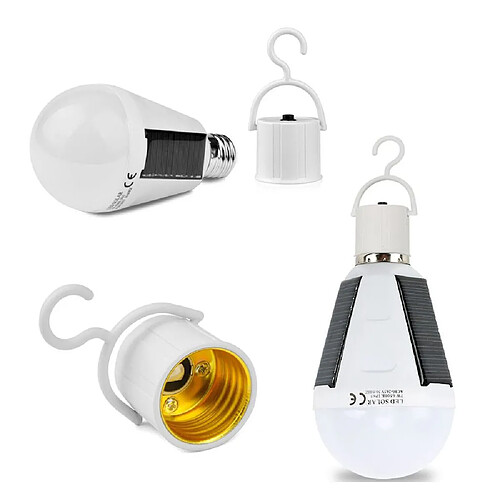 Lampe LED Solaire Ampoule E27 Lampe Extérieure Camping 12W Éclairage Luminaire