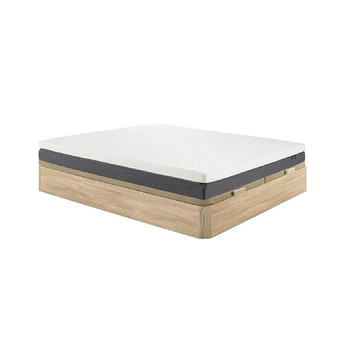 Vente-Unique Ensemble 180 x 200 cm sommier coffre naturel clair + matelas ressorts ensachés accueil mémoire de forme et mousse 7 zones déhoussable ép.25cm - KEPUR de YSMÉE