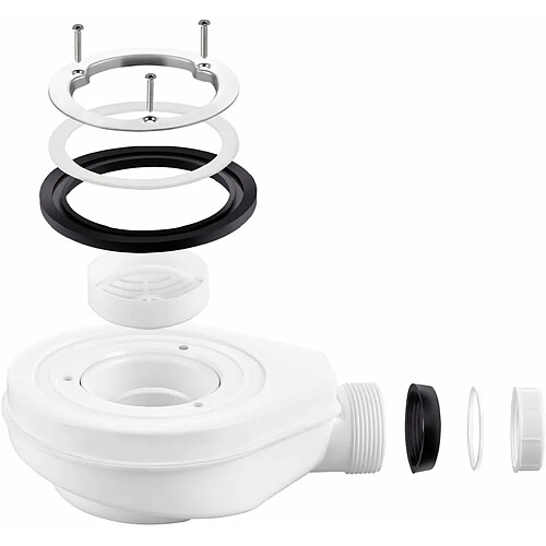 EMKE Kit de vidange receveur de douche, caniveau de douche avec siphon, siphon et filtre à cheveux, kit de trou de vidange pour receveur de douche, blanc