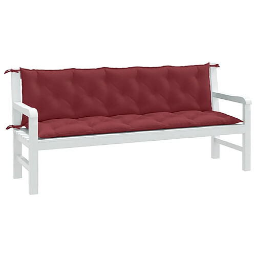 vidaXL Coussins de banc de jardin lot de 2 rouge bordeaux mélangé