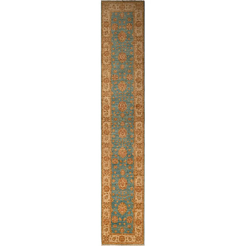 Vidal Tapis de couloir en laine 448x78 bleu Ziegler