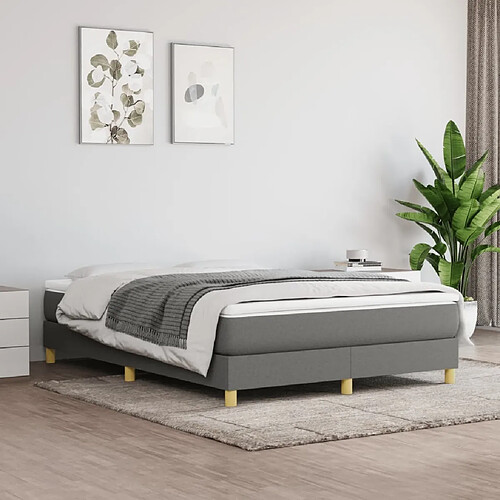 Maison Chic Lit Adulte - Lit simple Lit à sommier tapissier avec matelas moelleux - Meuble de Chambre - Gris foncé 140x190cm Tissu -MN46410