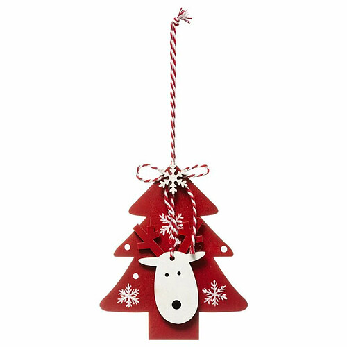 Sujet de Noël Sapin & Renne Étoile 21cm Rouge