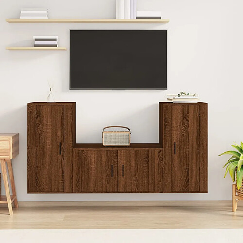 vidaXL Ensemble de meubles TV 3 pcs Chêne marron Bois d'ingénierie