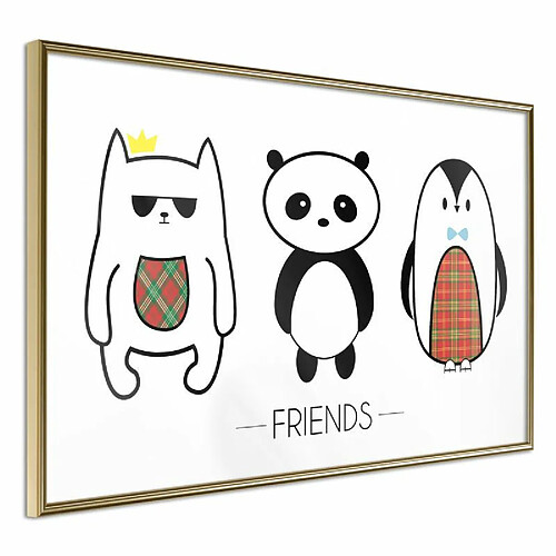 Paris Prix Affiche Murale Encadrée Buddies 90 x 60 cm Or