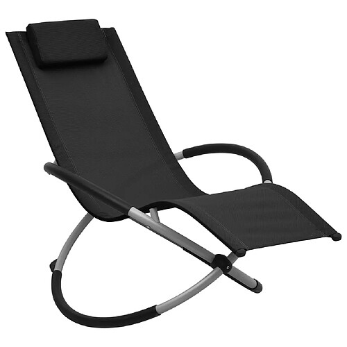 Helloshop26 Transat chaise longue bain de soleil lit de jardin terrasse meuble d'extérieur pour enfants acier noir 02_0012913