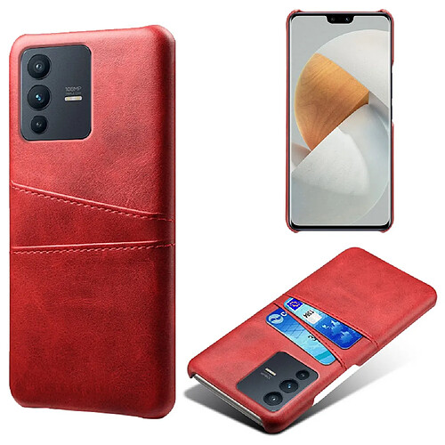 Coque en TPU + PU avec porte-cartes, rouge pour votre Vivo S12 Pro