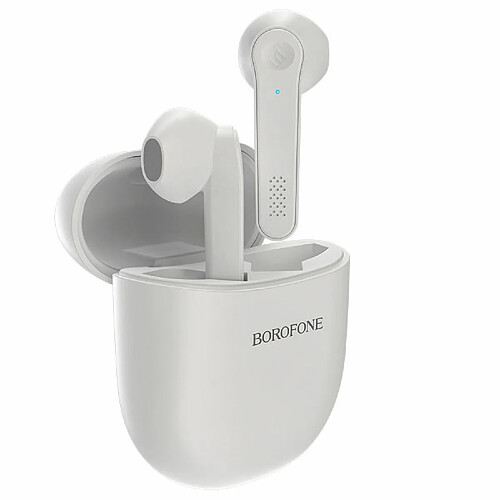 Casque Borofone BE49 TWS 5.0 BT avec commande tactile, batte longue durée de 3,5 heures. vie blanc