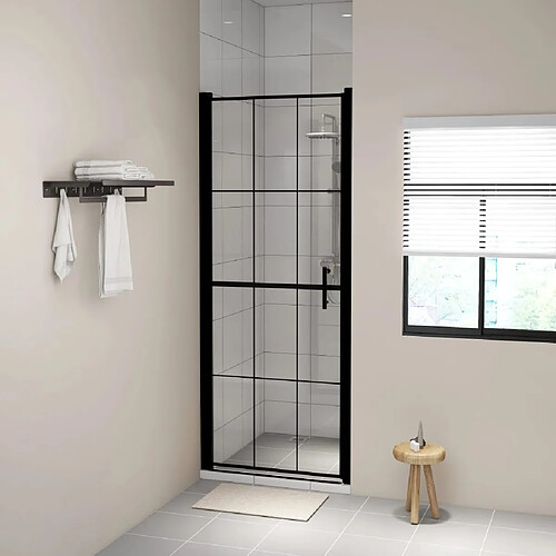 vidaXL Porte de douche verre trempé 91x195 cm noir