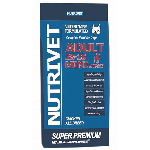 Nutrivet SUPER PREMIUM Croquettes chien adulte 28/18 petite race 5 kg 0% blé