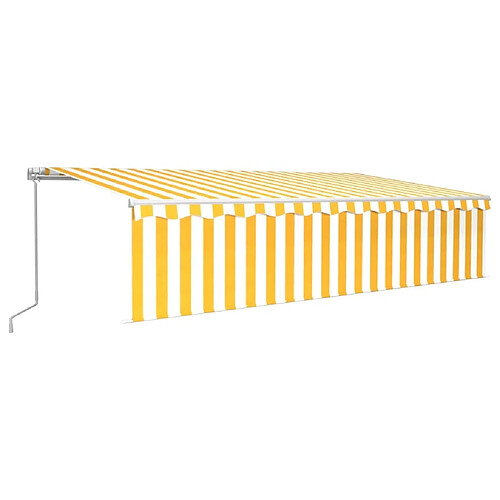 Maison Chic Auvent manuel rétractable avec store | store extérieurs de porte | Marquise Brise-soleil 6x3 m Jaune et blanc -GKD29907