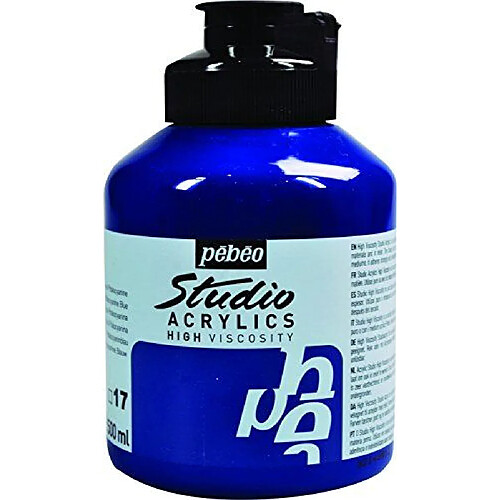 Pébéo Peinture Acryliques Pot de 500 ml Bleu de Phtalocyanine