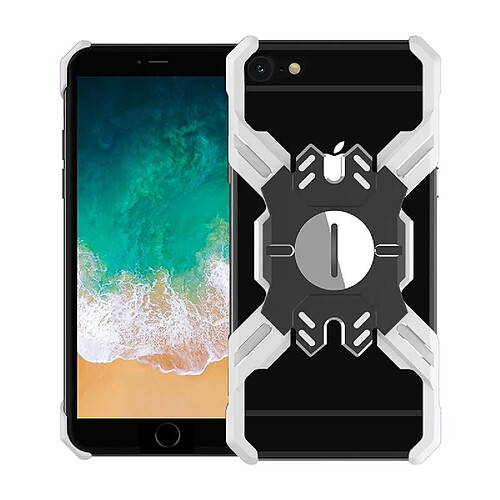 Wewoo Coque Rigide Pour iPhone 6 Plus / 6 Hero Series de protection en métal antichute avec support Argent Noir