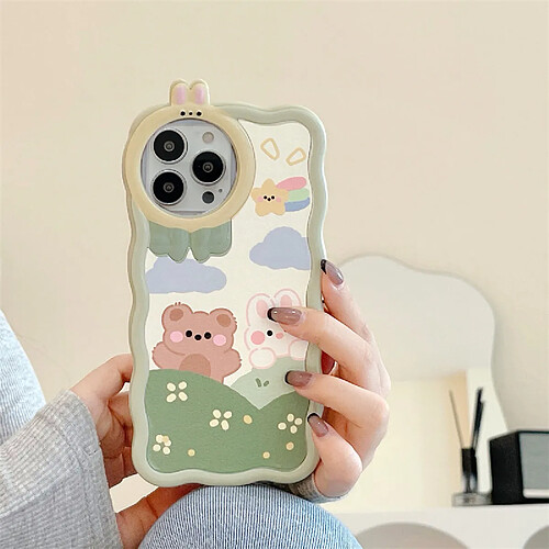 GUPBOO Étui pour iPhone12 été ours lapin mignon étui de téléphone portable silicone femmes