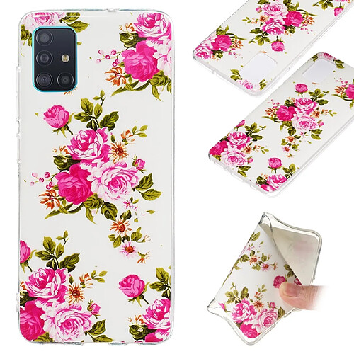 Coque en TPU noctilucent imd fleurs vives pour votre Samsung Galaxy A51