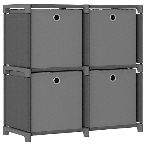 vidaXL Étagère à 4 cubes avec boîtes Gris 69x30x72,5 cm Tissu