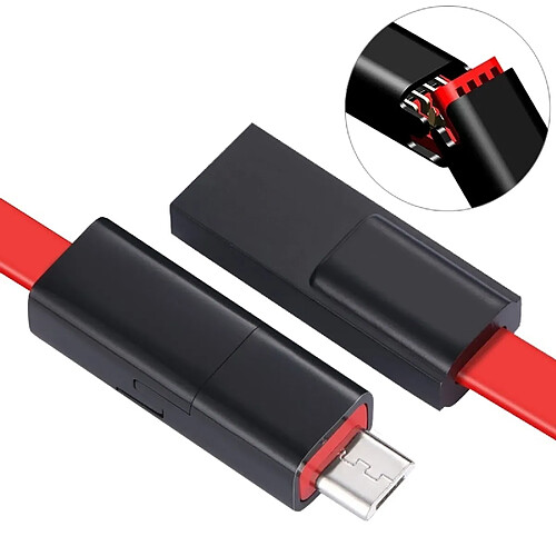 Wewoo Câble de données de charge et de synchronisation réparable USB à Micro USB, pour Galaxy, Google, LG, Sony, Huawei, Xiaomi, Lenovo et autres téléphones Android (Noir Rouge)