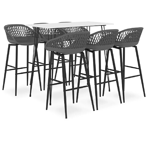 vidaXL Ensemble de bar 7 pcs Blanc et gris