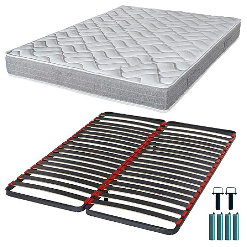 Ebac Matelas mousse + Sommier métal C39 160x200 Maryland - Hauteur 20 cm - Soutien ferme