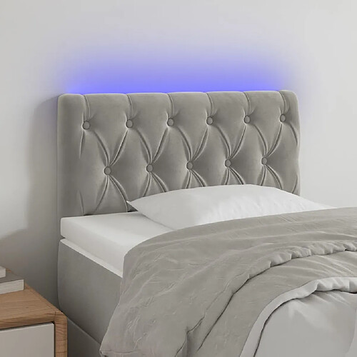 Maison Chic Tête de lit scandinave à LED,meuble de chambre Gris clair 80x7x78/88 cm Velours -MN72063