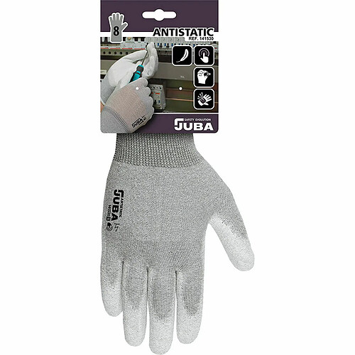 Gants de travail JUBA Antistatique Gris Nylon Fibre de Carbone - 8