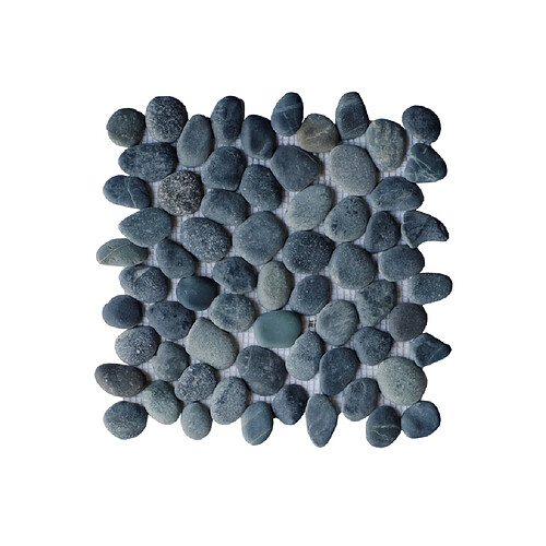 Vente-Unique Mosaïque sol et mur galets naturels gris anthracite - pack de 1m² (dalles de 30x30 cm) - OLA