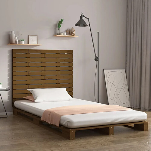 Maison Chic Tête de lit scandinave,Meuble de chambre murale Marron miel 126x3x91,5 cm Bois massif de pin -MN85186