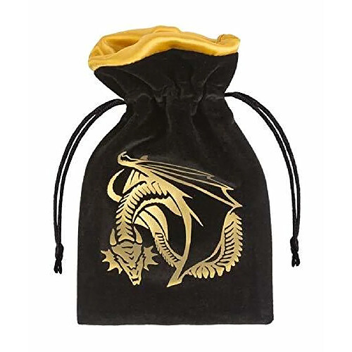 Q-Workshop Dragon Black & Golden Velour Dice Bag