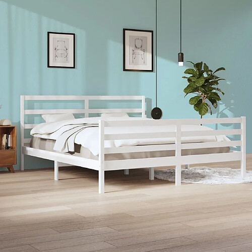 vidaXL Cadre de lit sans matelas blanc bois massif de pin 200x200 cm