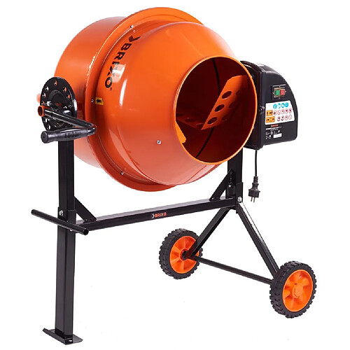 Brixo Bétonnière 350 W mixer malaxage béton et mortier 100 L ouverture 28 cm roues