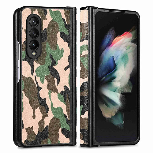 Coque en TPU + PU motif camouflage, anti-chutte pour votre Samsung Galaxy Z Fold3 5G - camouflage vert