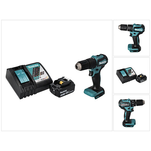 Makita DHP 483 RT1 Perceuse-visseuse à percussion sans fil 18 V 40 Nm Brushless + 1x Batterie 5,0 Ah + Chargeur