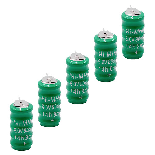 vhbw 5x NiMH pile bouton de remplacement pour type V80H 3 épingles 80mAh 6V convient pour les batteries de modélisme etc.