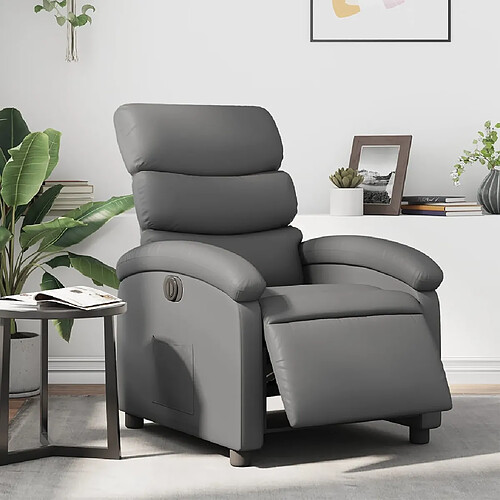 vidaXL Fauteuil inclinable électrique Gris Similicuir