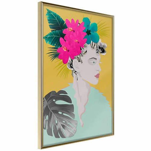 Paris Prix Affiche Murale Encadrée Crown of Flowers 20 x 30 cm Or