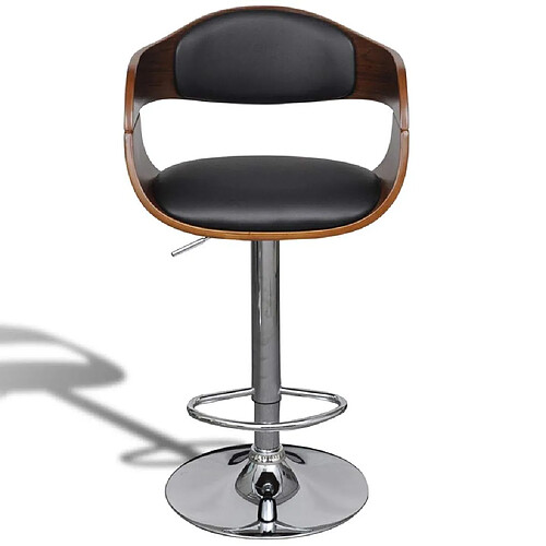 Helloshop26 Lot de deux tabourets de bar design chaise siège avec dossier cuir synthétique noir 1202186