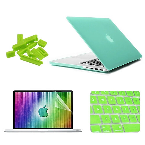 Wewoo Housse Étui vert pour MacBook Pro Retina 15.4 pouces 4 en 1 Coque de protection en plastique dur givré avec protecteur d'écran et protège-clavier bouchons anti-poussière