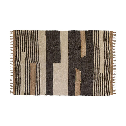 Aubry Gaspard Tapis en jute naturel et coton naturel et teinté Ethnique Naturel et noir - 160 x 230 cm.