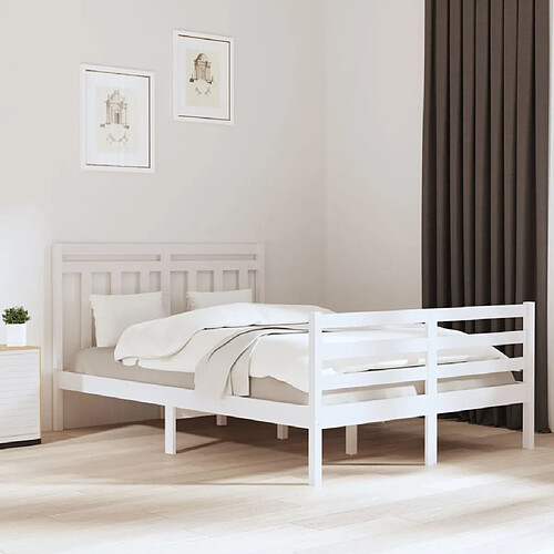 vidaXL Cadre de lit sans matelas blanc 120x200 cm bois massif