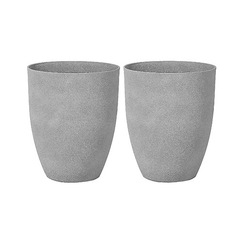 Beliani Lot de 2 cache-pots gris 43 x 43 cm CROTON