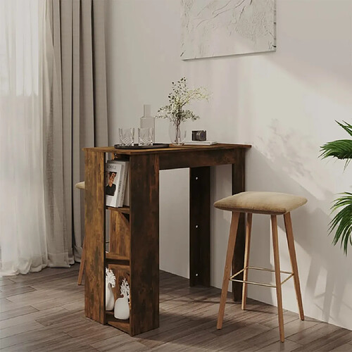 vidaXL Table de bar avec étagère chêne fumé bois d'ingénierie