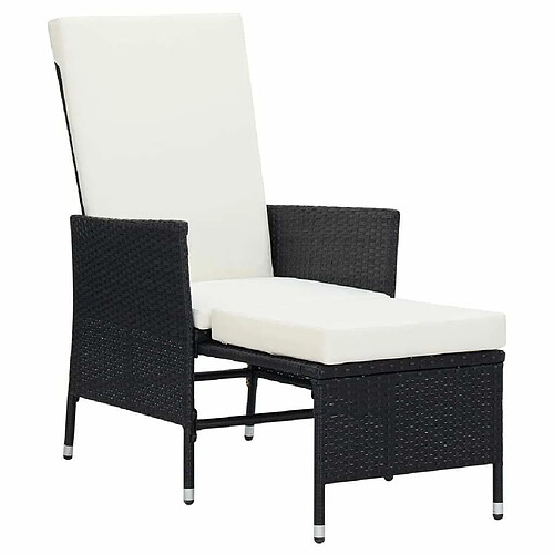 Maison Chic Chaise inclinable de jardin - Fauteuil d'extérieur avec coussins Résine tressée Noir -MN43254