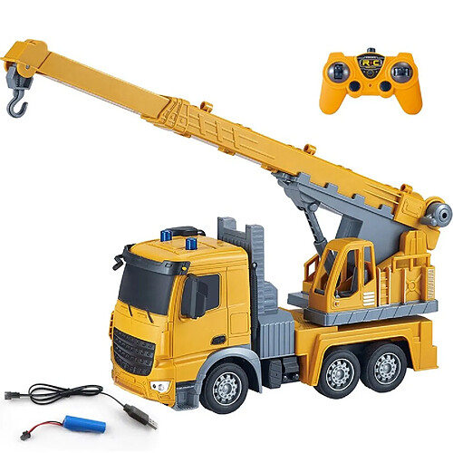 Universal Camions de construction, grues, jouets télécommandés rechargeables pour enfants(Jaune)