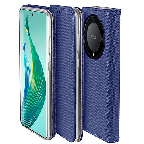 Htdmobiles Housse etui portefeuille avec coque interieure en silicone pour Honor Magic 6 Lite 5G + verre trempe - BLEU MAGNET