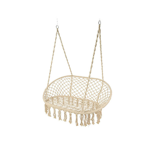 Décoris Fauteuil jardin suspendu duo beige à franges